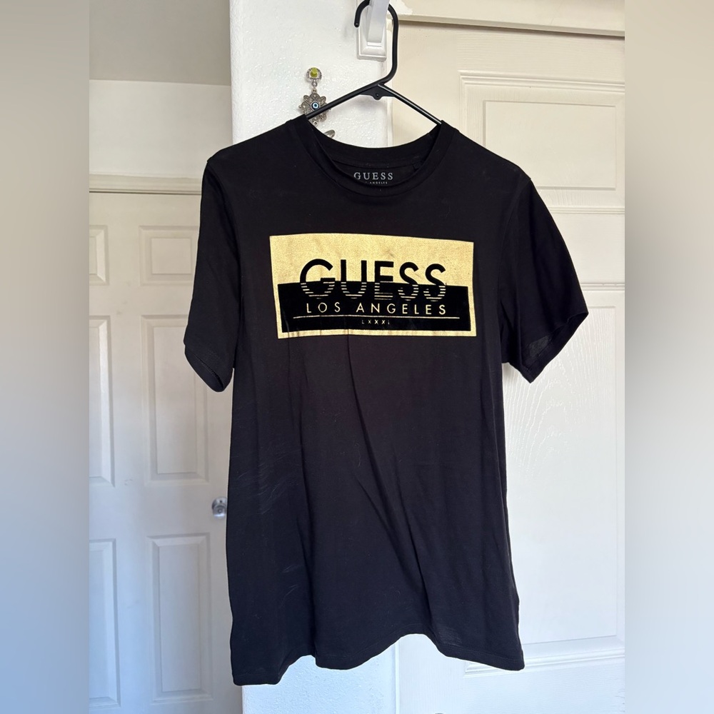 GUESS Black Tee with Gold Accent